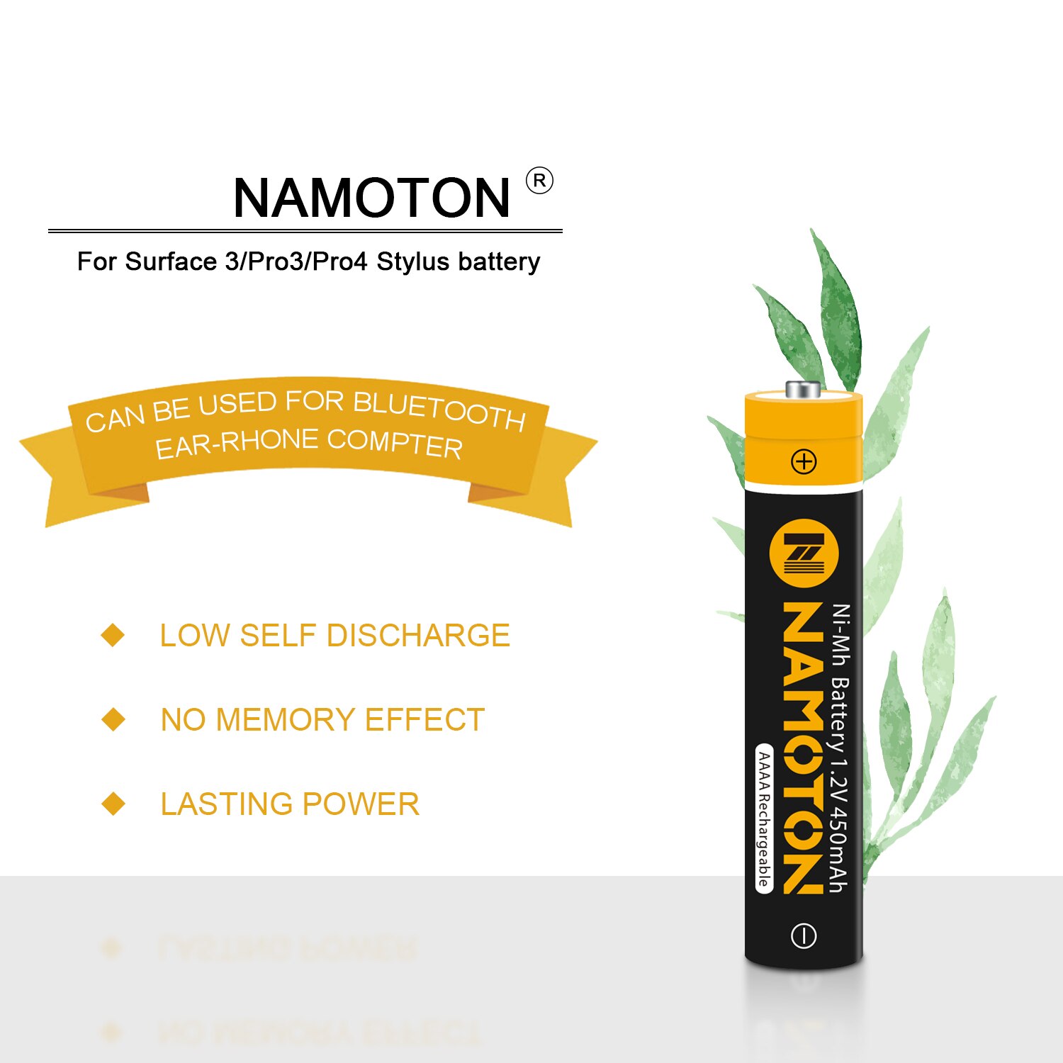 1.2V 450mAh AAAA Rechargeable Battery with AAAA Ni-MH Battery Charger for Dell Stylus, Surface Pen, Alarm Clocks, Flashlights