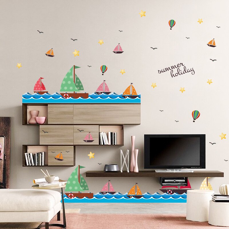 Zs Sticker boat Wall Stickers Children Room Home Decor boat Vinyl Kids Room Decal Baby Room Nursery Decor