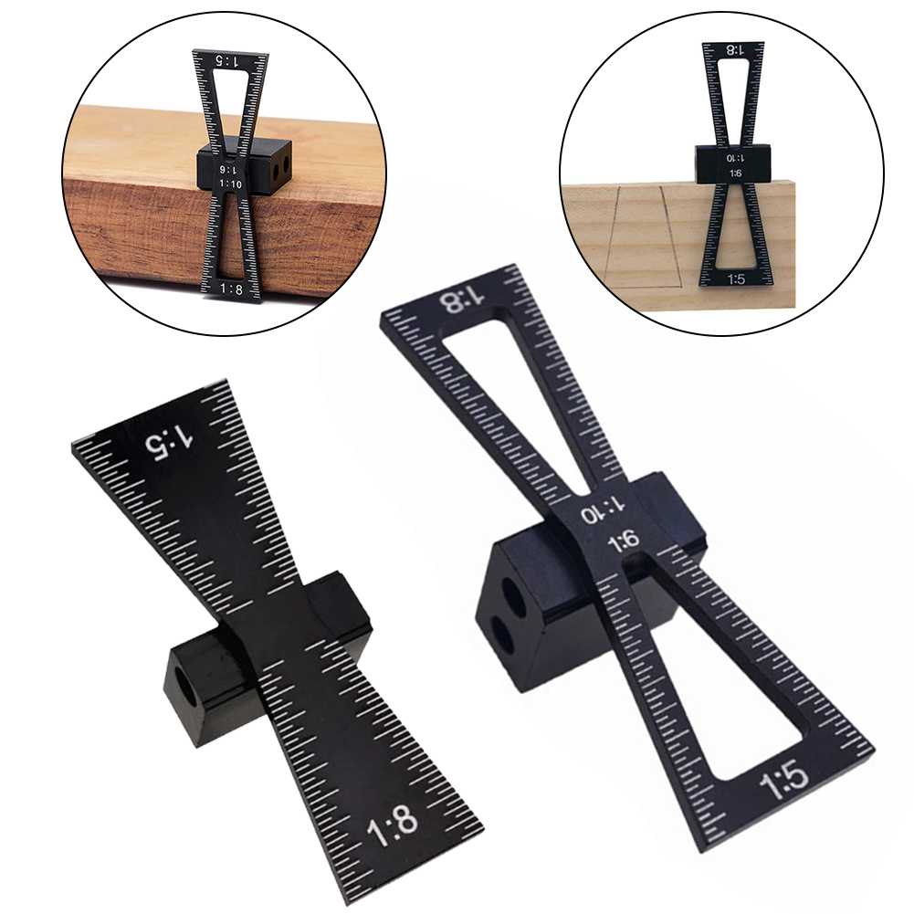 Marcador de cola de milano para carpintería, plantilla de marcado de cola de milano de aleación de aluminio, calibre de junta de madera 1:5 Y 1:8 con herramientas de guía de cola de milano de escala