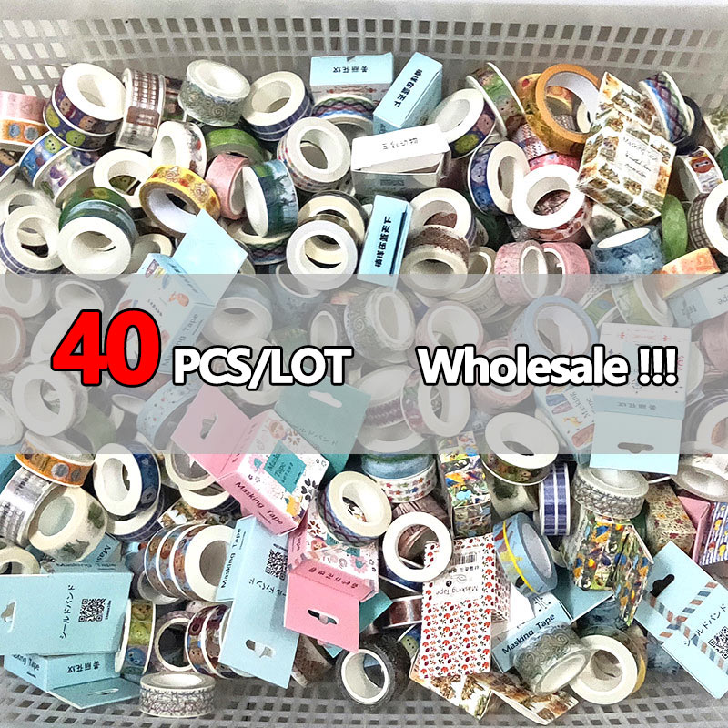 40 unids/lote al azar cinta de Washi de Scrapbooking de cintas adhesivas de papel japonés Kawaii Papelería, Material escolar adhesivos