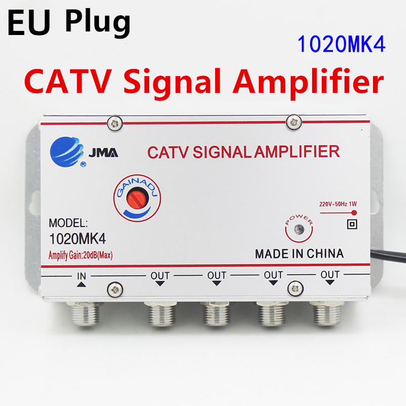 4-Wege-CATV-Splitter-Verstärker, 20 dB, digitale TV-Antenne, Signalverstärker, Heim-TV-Ausrüstung, 45 MHz bis 860 MHz, EU-Stecker, 220 V: Default Title
