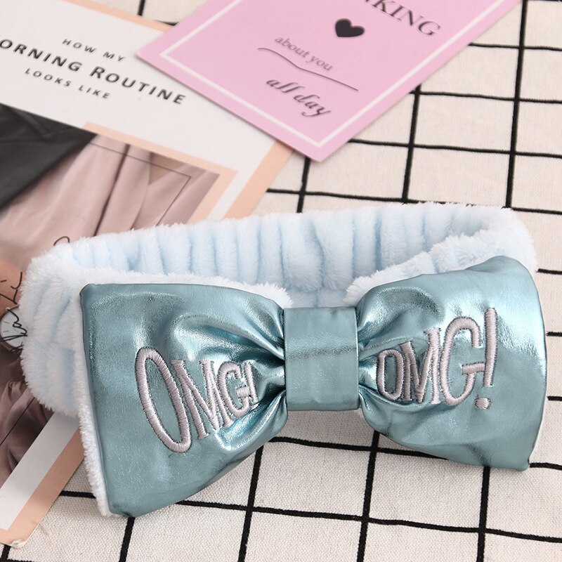 Letter OMG Coral Fleece Soft Bow Headbands for women Girls Cute Hair Holder Hairbands Hair Bands Headwear Hair Accessories: 8