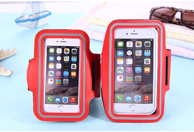 Funda de teléfono con banda para el brazo, 5,7 "-6,3", para iPhone XR, XS, impermeable, para correr, deporte, gimnasio, Samsung S8, S9, S7, S6 Plus: red