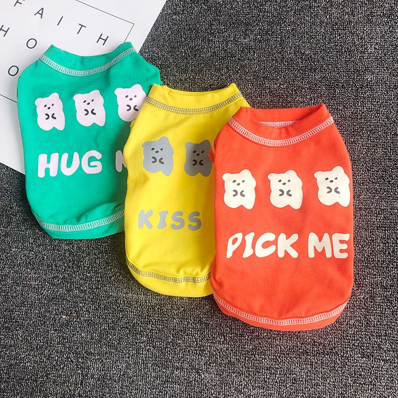 Ropa con letras impresas para mascotas, disfraz para perros medianos y pequeños, Chihuahua, cachorro de Yorkshire