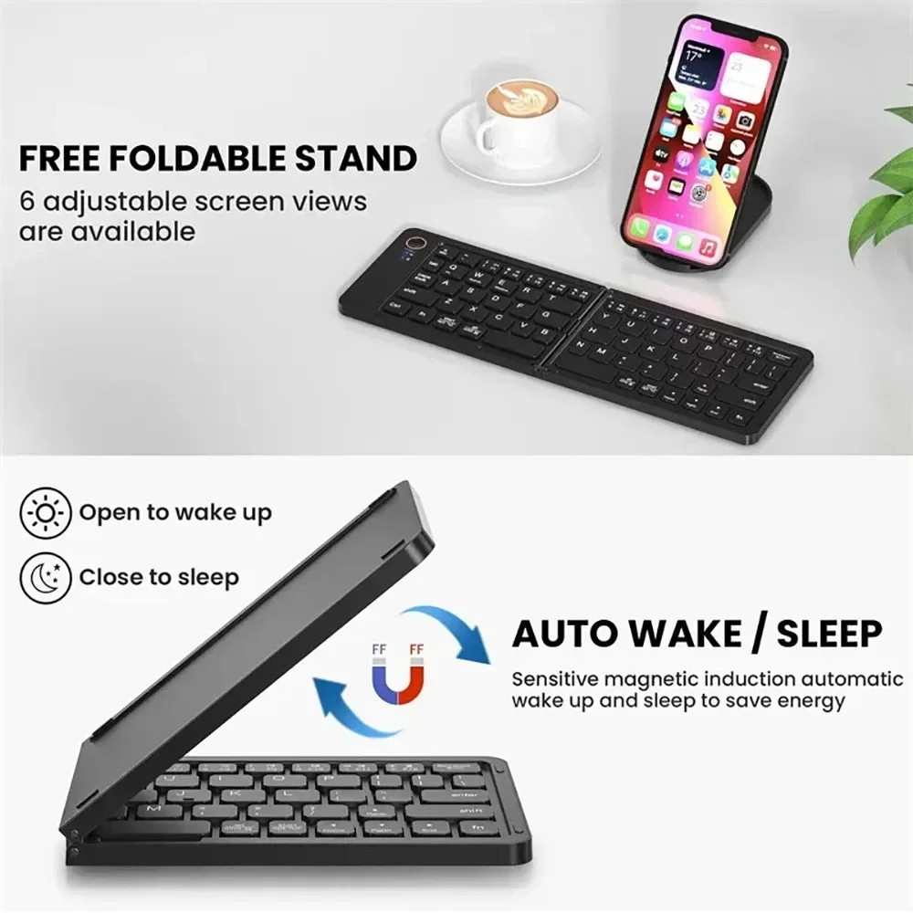 Spanish/Hebrew/Russian/Portuguese/Korean Folding Keyboard Bluetooth Keyboard Portable For Tablet iPad PC Android IOS Windows