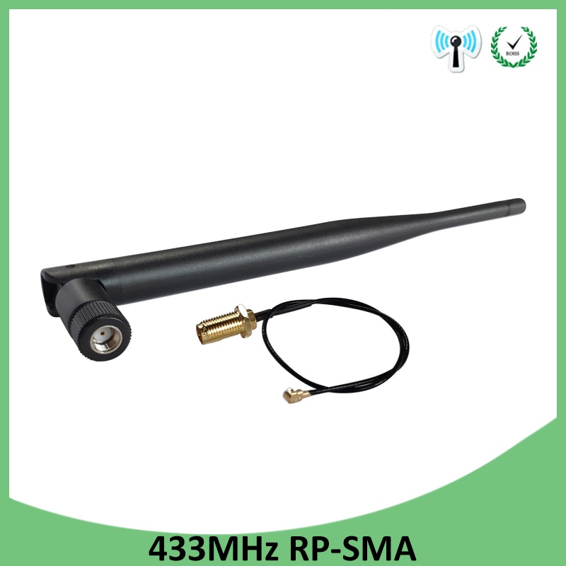 433 Mhz Antenne LORA 5dbi GSM 433 mhz RP-SMA Stecker Gummi 433 m Lorawan antenne IPX IOT SMA Männlich Erweiterung kabel Zopf Kabel