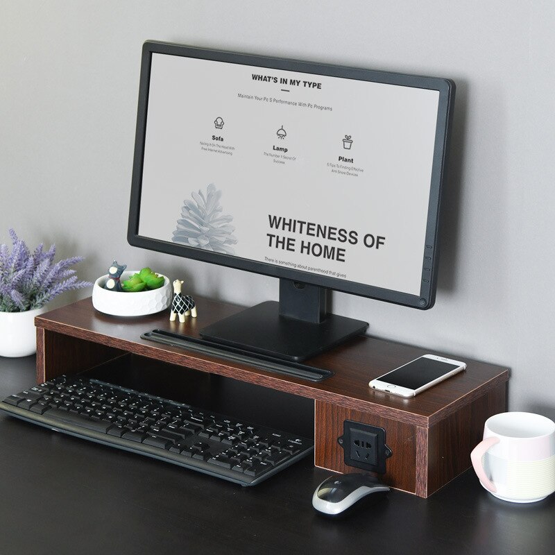 High home monitor with raised stand desktop with socket multi-function card slot computer screen stand: With socket I