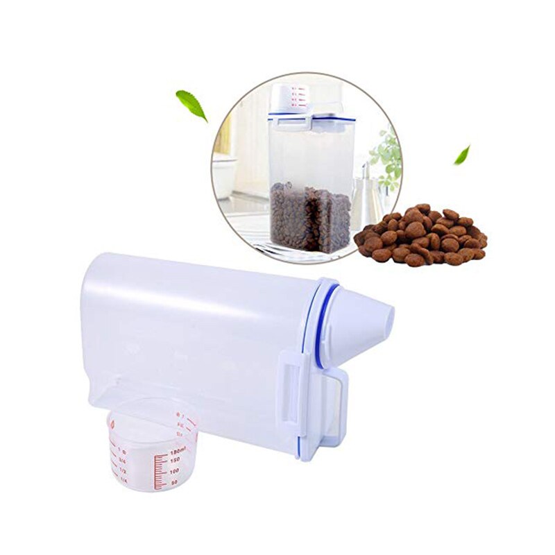 Dry Food Dispenser Puppy Dog Feeder Food Container Feeder With A Measuring Cup Portable Pets Dog Cat Food Storage Container