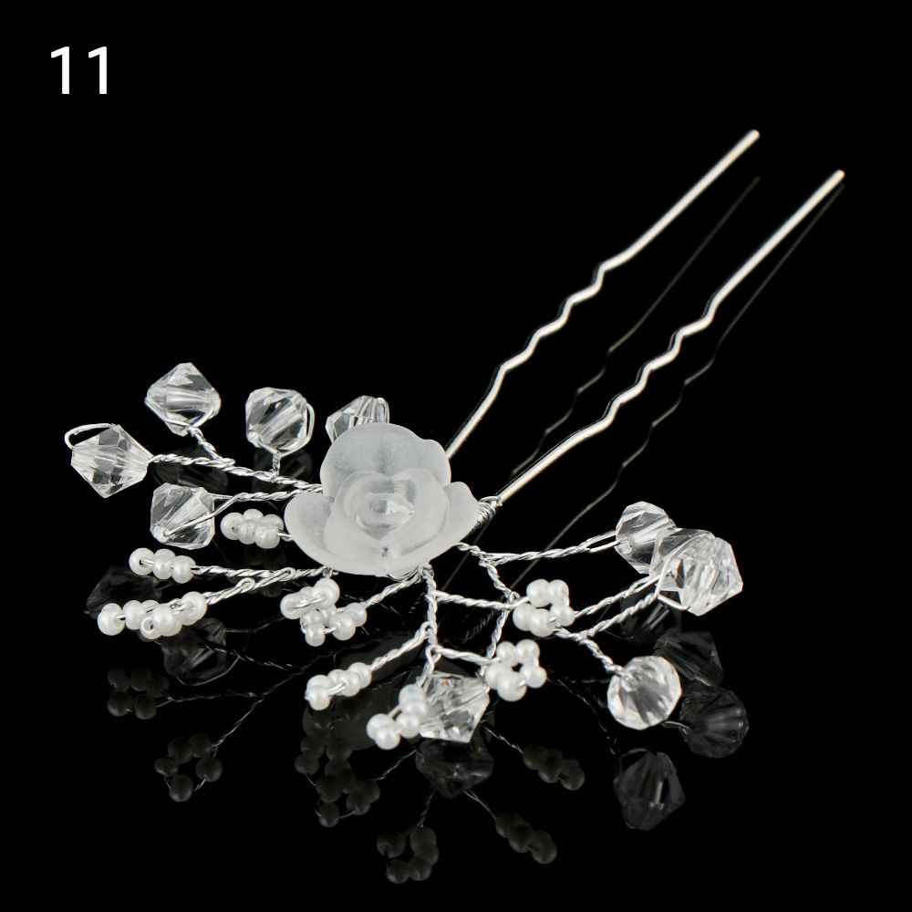 1 Stuks Bruids U-Vormige Pin Metalen Barrette Clip Haarspelden Strass Parel Vrouwen Haaraccessoires Bruiloft Kapsel Tools: Paars