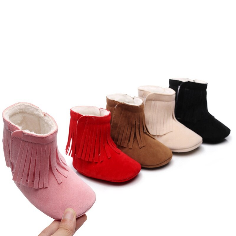 bébé bottes de neige -né bébé fille garçon enfants solide frange chaussures infantile enfant en bas âge à semelle souple anti-dérapant bottes 0-24M Bebe mocassins