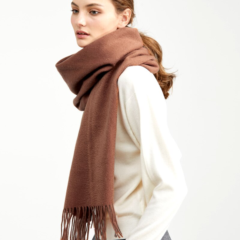 Wolle Winter Schal Frauen Schal Erwachsene Feste Schals Luxus Herbst Schals und wickelt Poncho Schals für Damen unisex wickeln: dunkel Kamel