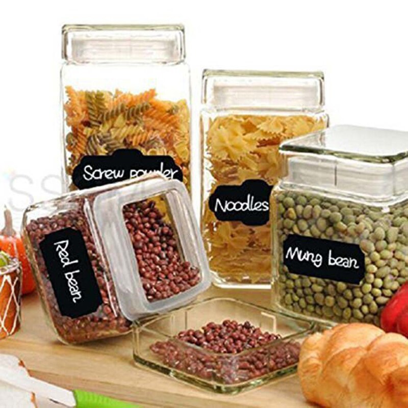 40Pcs Bord Spice Sticker Herbruikbare Jam Labels Keuken Stickers Organizer Muursticker Home Decor Schoolbord Label