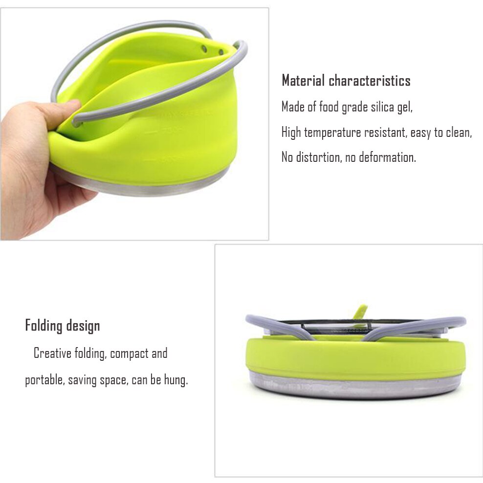Silicone Folding Boiling Kettle Portable Camping Kettle Outdoor Compressible Folding Pot Travel Silicone Boiling Water Pot