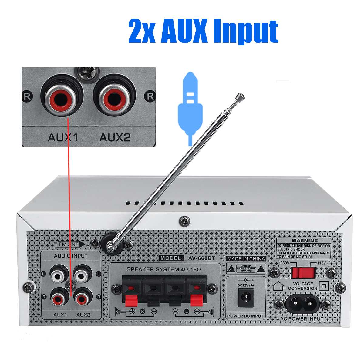 1200W bluetooth 5.0 Channel Audio Power Amplifier 12V/220V AV Speaker Remote Control for Car Home Support EQ AUX FM SD USB 2MIC