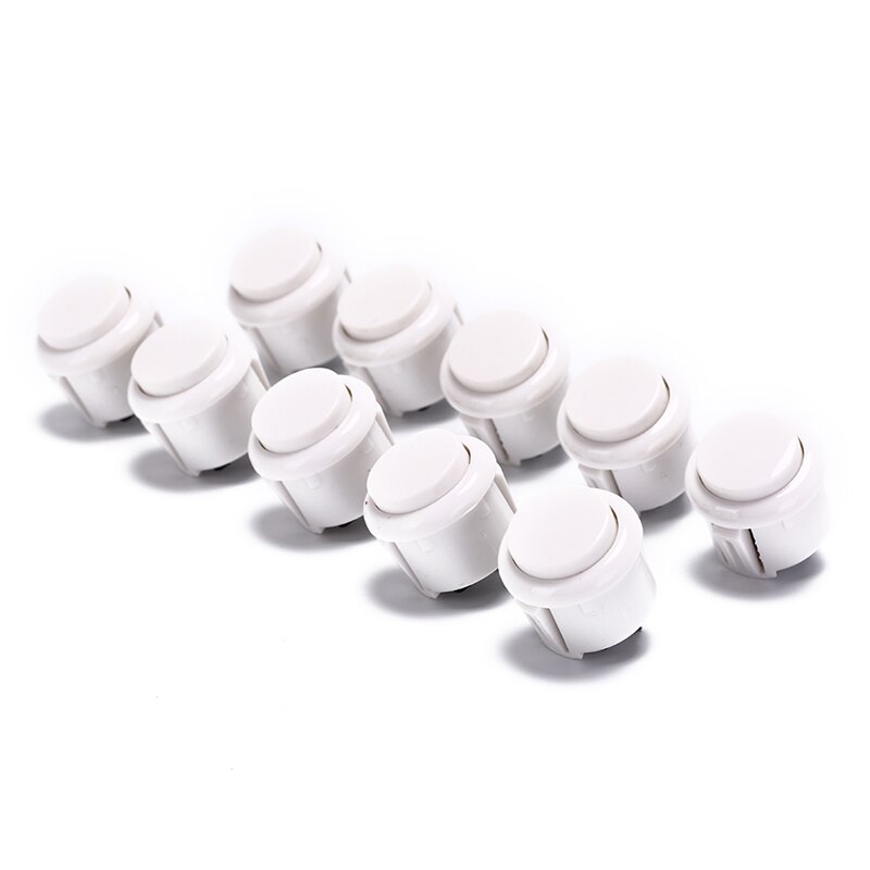 10 stuks ingebouwde kleine microschakelaar voor diy arcade controller jamma mame 24mm fabrieksprijs arcade knop ronde drukknop: Wit