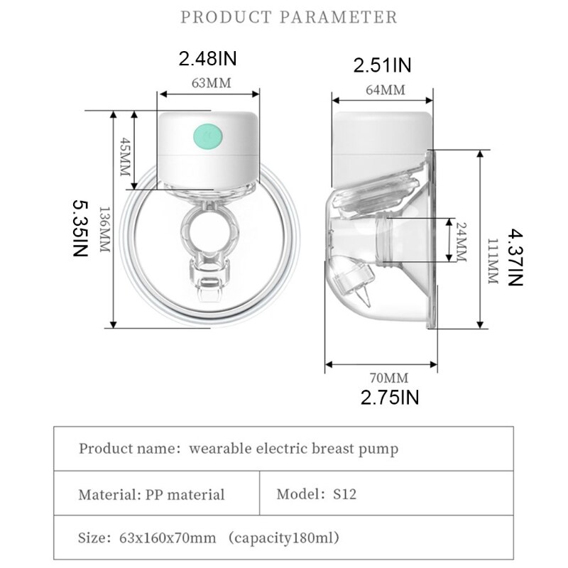 Smart Electric Wearable Breast Pump LED Display Portable Baby Nipple Silence