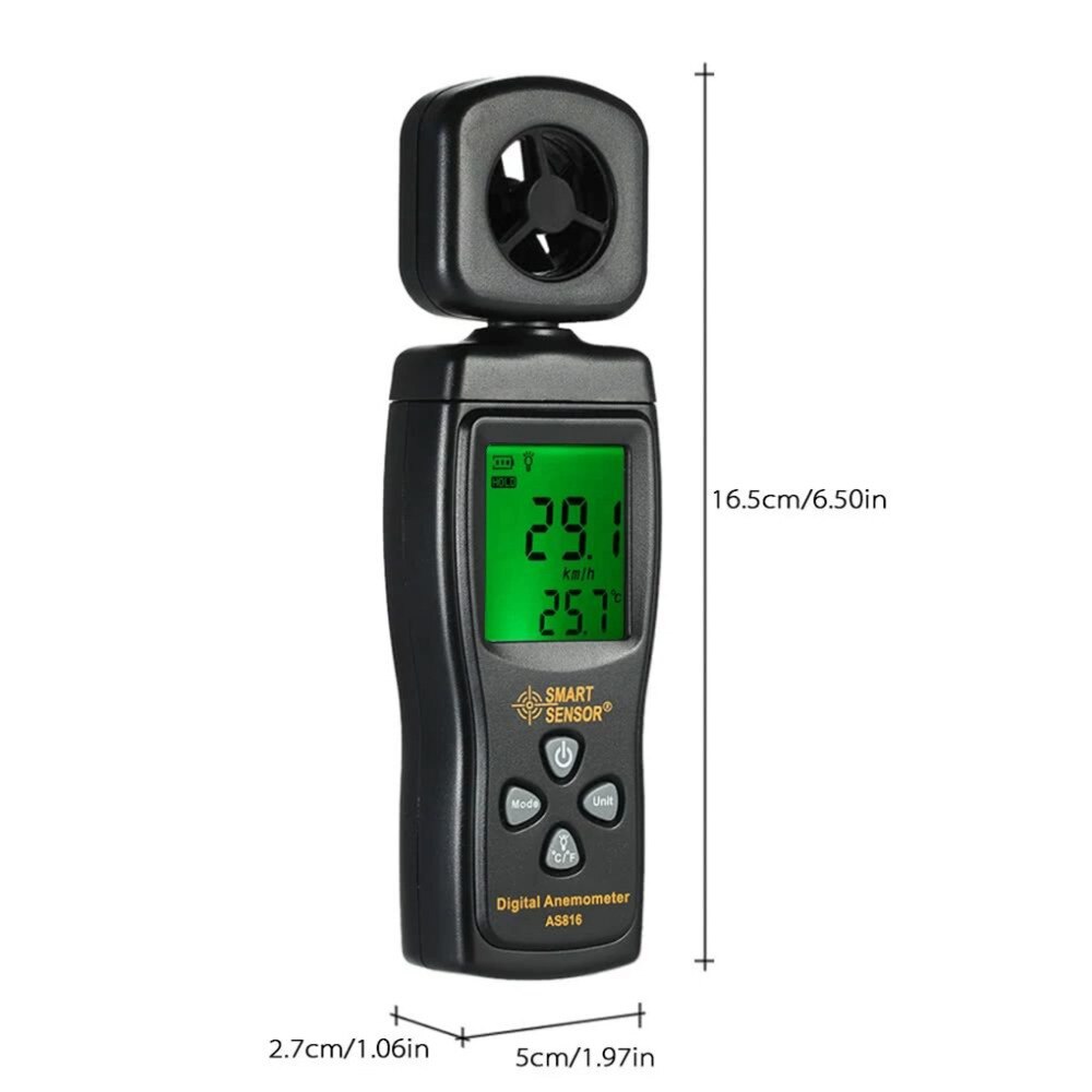 Multifunctionele Anemometer LCD Wind Speed Meter Luchtsnelheid Gauge Windmeter Temperatuur Meten