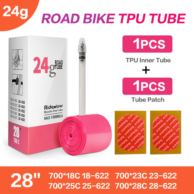 RideNow Ultraleichter Fahrradschlauch, 700 x 18, 25, 28, 32, Rennrad-TPU-Reifen, 45/65/85 mm Länge, französisches Ventil, superleichter Schlauch