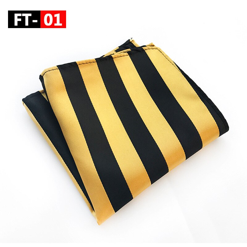 Mouchoir de poche bleu gris jaune #39 pour homme, mouchoir imprimé à rayures, mouchoir en soie et polyester, pochette de travail, serviette de poitrine 25*25cm