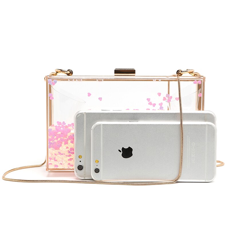 Roze Transparant Acryl Vrouwelijke Koppeling Chain 4 Kleur Clear Avondtasje Vrouwen Messenger Bag Doos Schoudertas