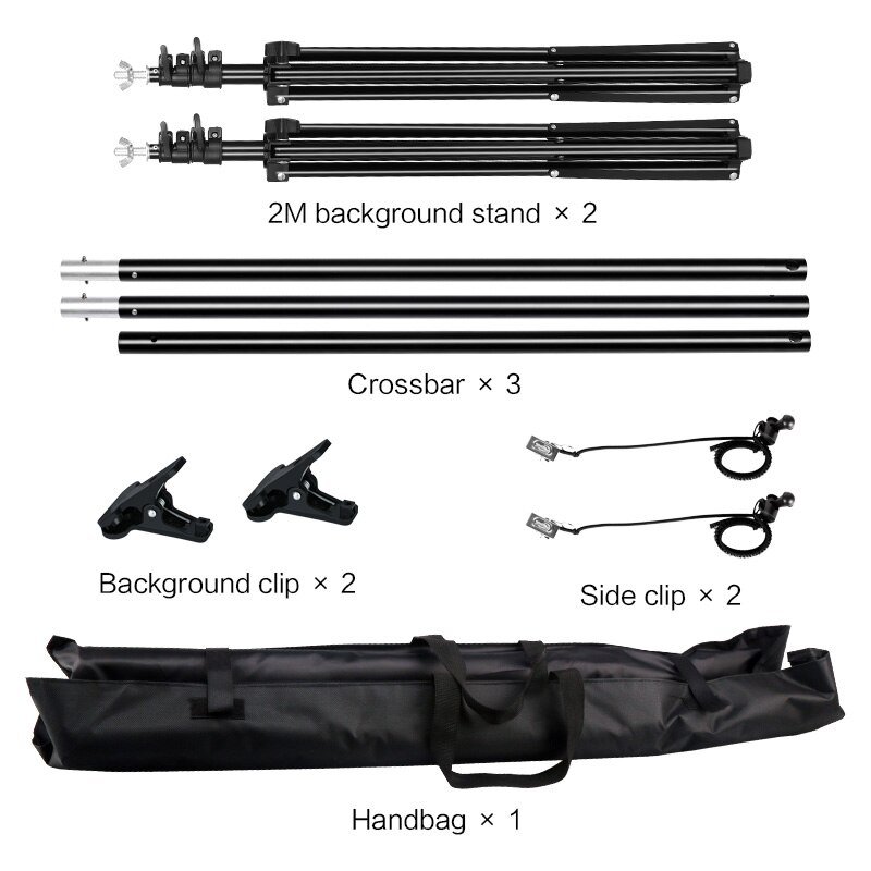 2x2M/6.5x6.5ft Photo Video Studio Backdrop Background Stand, Adjustable Telescopic Background Support System With Carry Bag