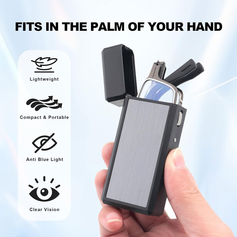 Duurzame ultradunne en lichtgewicht opvouwbare leesbril voor heren en dames, blauw licht blokkerende compacte opvouwbare computerlezers,