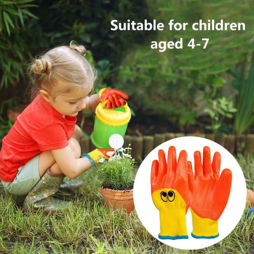 Crianças respiráveis luvas de jardinagem crianças dos desenhos animados domésticos resistente a óleo animal antiderrapante luvas de trabalho manual anti-facada