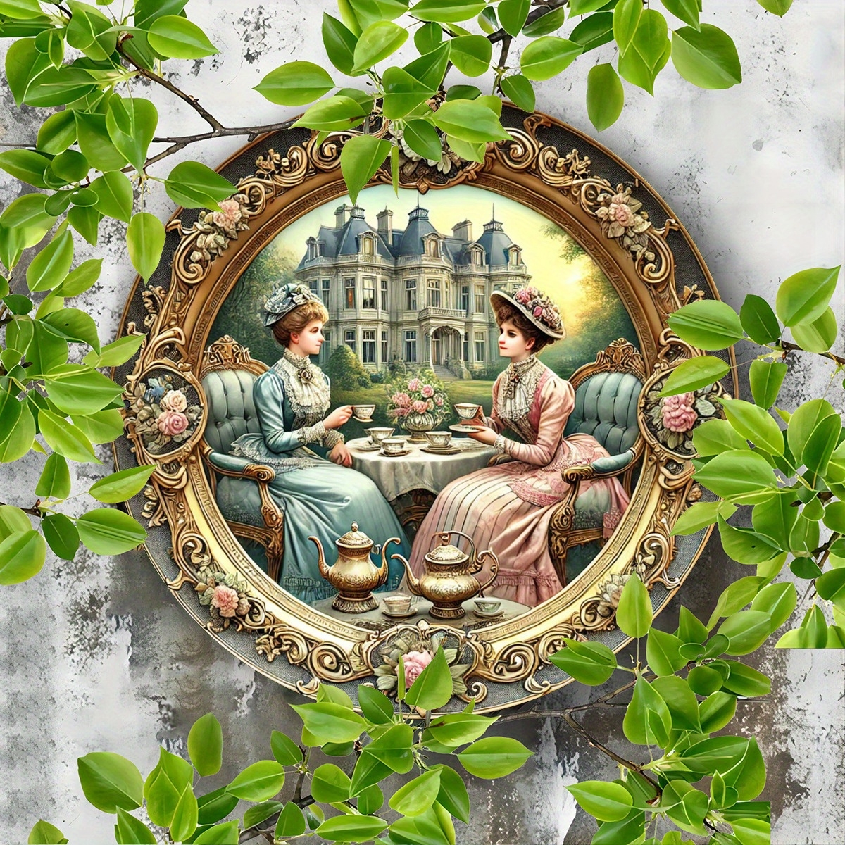 Targa blu per Tè festa da giardino vittoriano 8 targhe da parete rotonde in legno 1 pezzo pollici 2D per giardino ristorante agricolo interno ed esterno