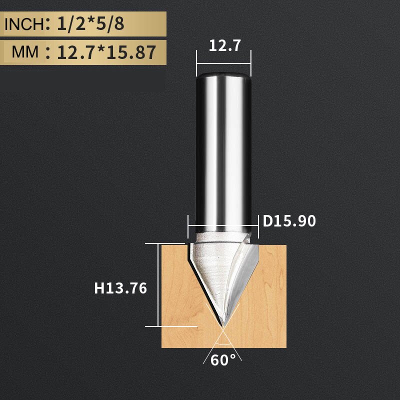 TIDEWAY 45 60 Degree V Bit Tungsten Carbide 3D V-Shaped Engraving Router Bit CNC Woodworking Tool for Hardwood MDF Plywood: V00905