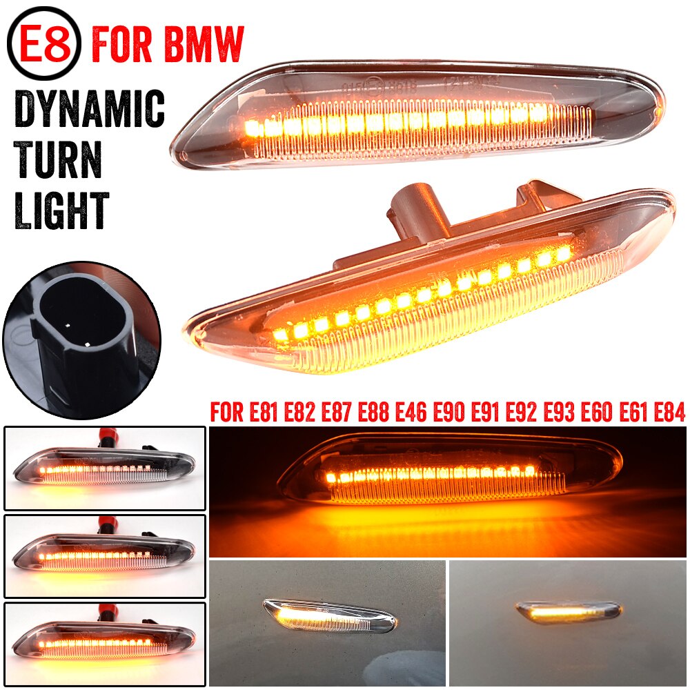Dynamique Fluide Séquentiel LED feu De Position Latéral lampe Clair pour BMW E46 E60 E61 E81 E82 E83 E84 E87 E90 E91 E92 E93