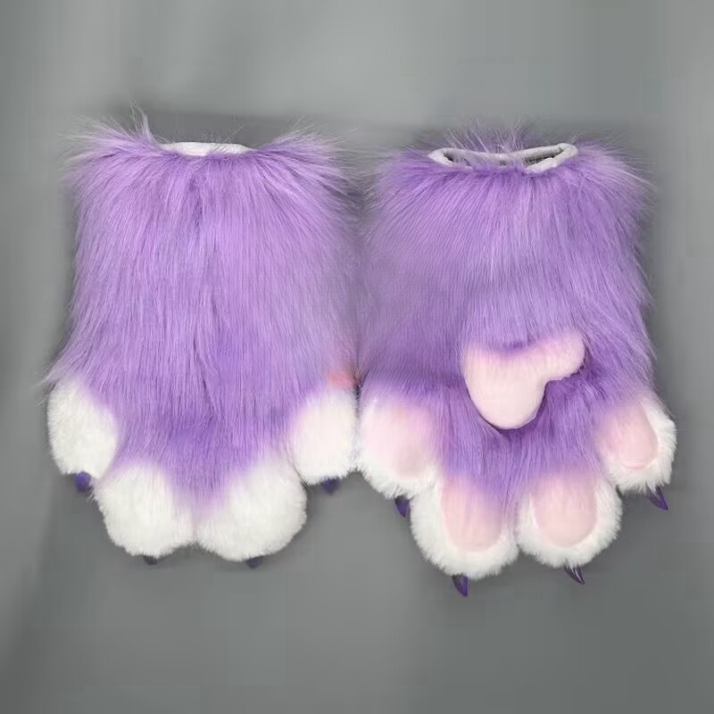 Kig fursuit kigurumi peludo animal garras unhas luvas cosplay traje wearable peludo animal pata cosplay adereços: Vermelho