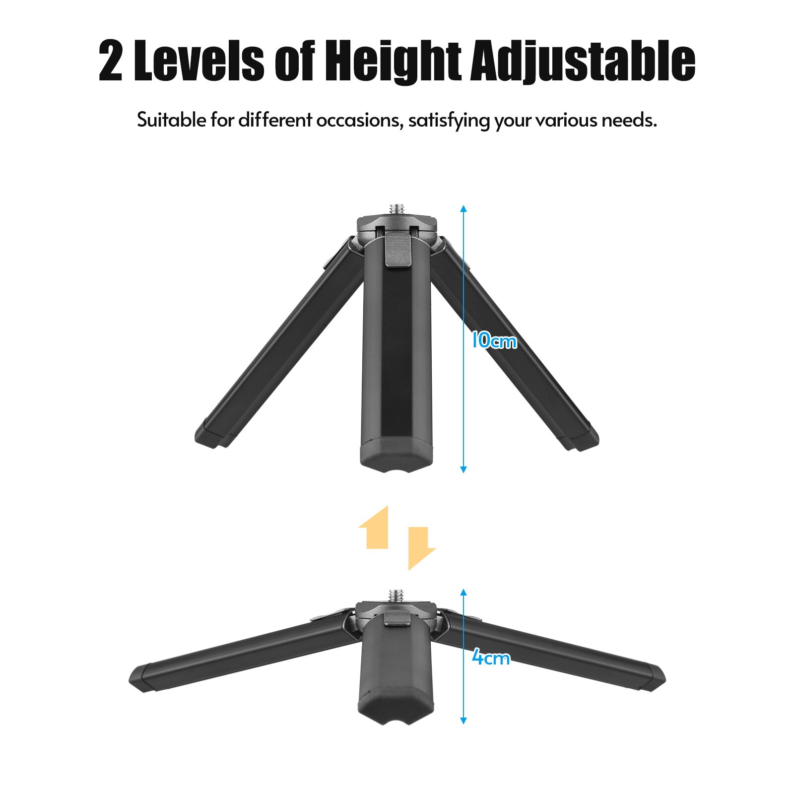 Mini-stativ aus aluminiumlegierung mit kugelkopf (doppelt verwendbar), tragbarer stativgriff, kugelkopf und 1/4 blitzschuhe für smartphone-kameraaufnahmen