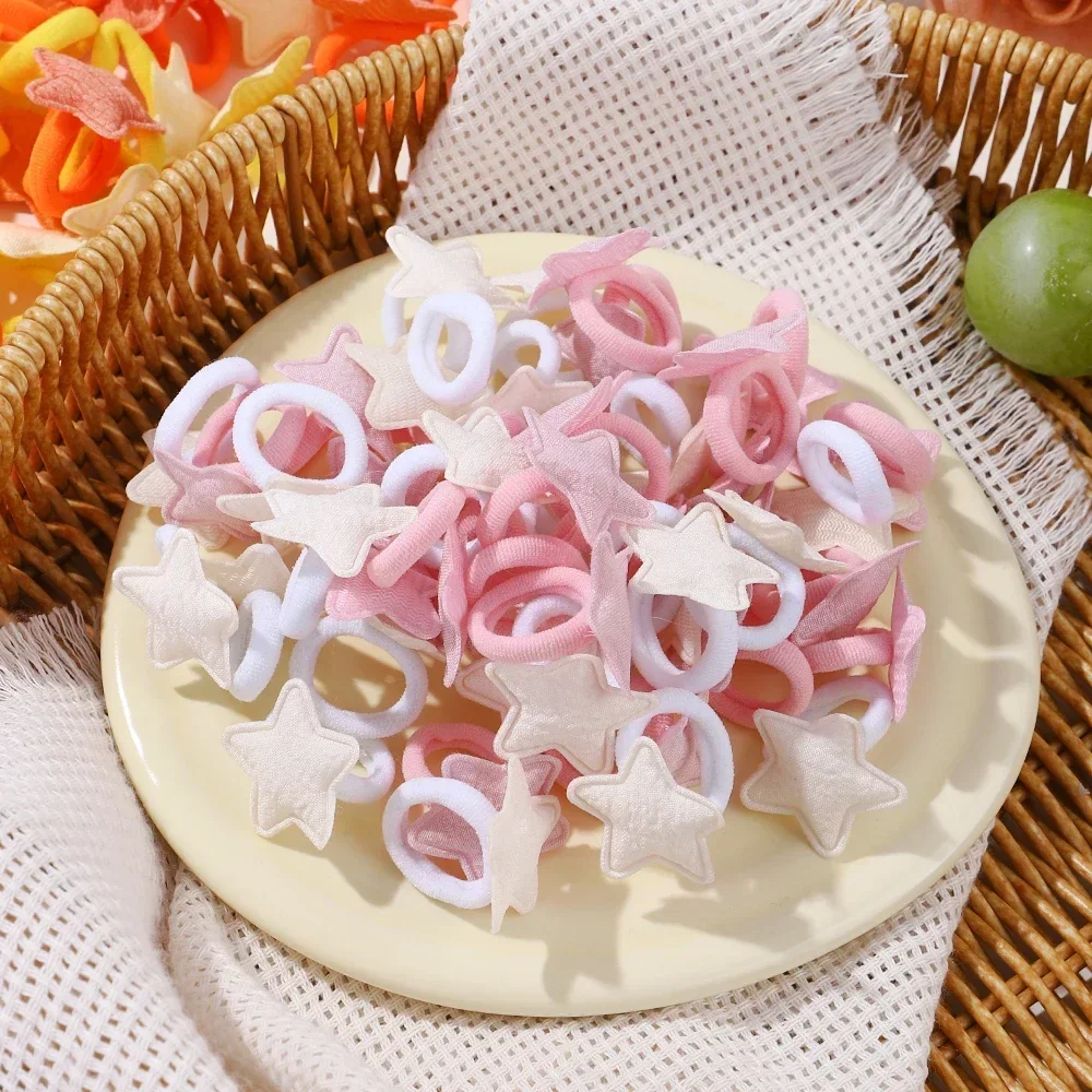 20 pçs crianças elásticos faixas de cabelo meninas bola de pelúcia faixa de borracha para crianças doces scrunchie laços de cabelo clipe acessórios de cabelo do bebê