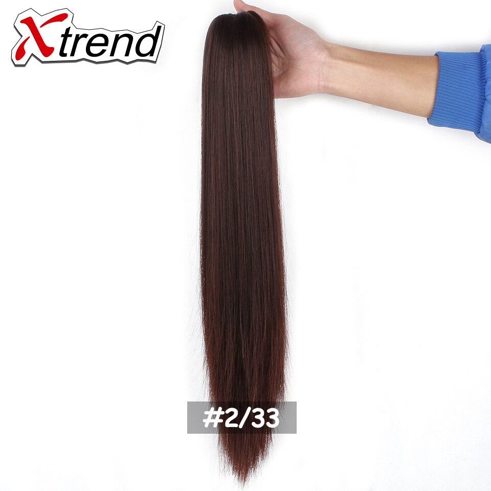 Xtrend-coletas de pelo sintético para mujer, extensiones de cabello de fibra de alta temperatura, con Clip de garra, peine de plástico, 20 pulgadas: #33