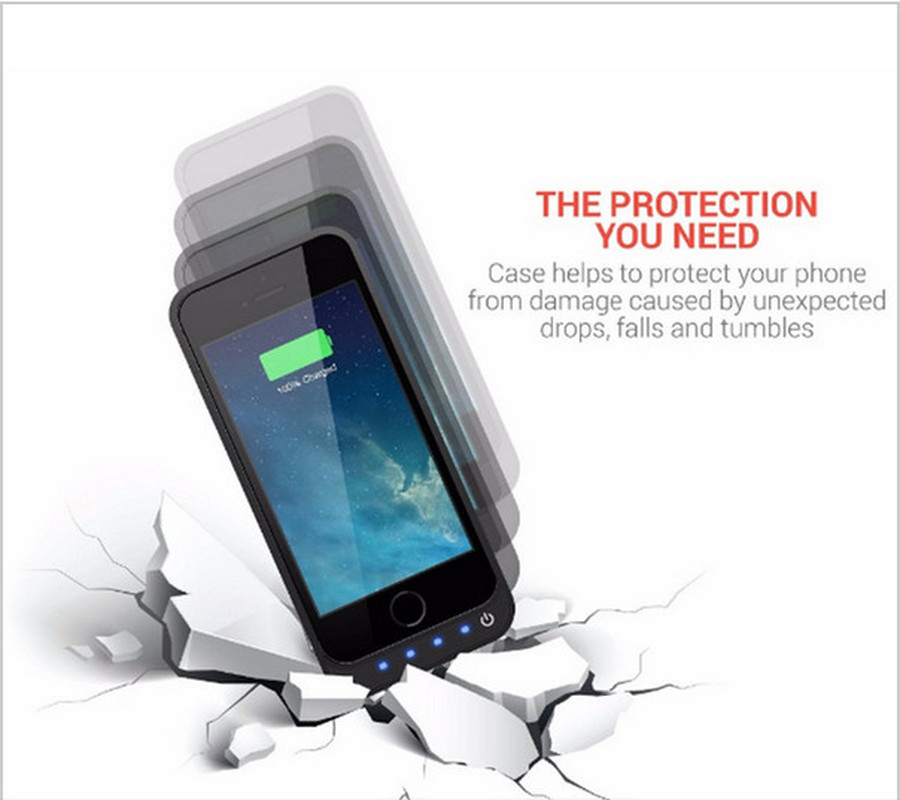 NENG 4200mAh White Charging Case for IPhone 5 5s 5C SE External Backup Battery Charger Case Power Bank Pack with Hold