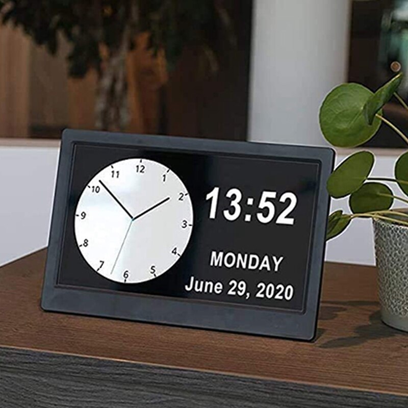 Dementia Clocks,Calendar Clock,Digital Clock with Large Digits Display,Alarm Clock with HD Digital Photo Frame,UK Plug