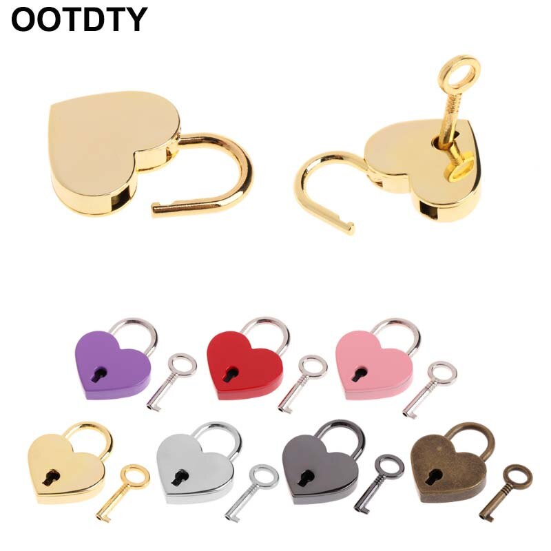 Candados con forma de corazón para niños, Mini candados arqueados de estilo antiguo Vintage con llave, protección de bloqueo de gabinete de cajón