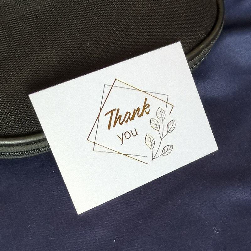 50pc små bronzing enkeltside type gratulasjonskort takkekort bryllup bursdagsfest invitasjoner blomsterbutikk blankt kort: Hvit takk