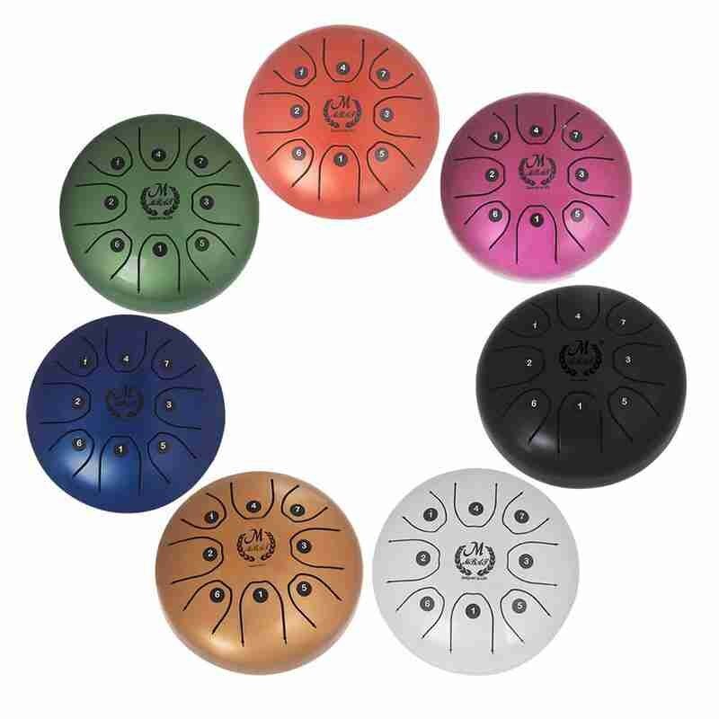 5.5 Inch Mini Worry Free Drum 8-tone Tongue Drum Steel Hand Pan Drum Percussion Instrument Carry Bag Ethereal Worry Free Drum