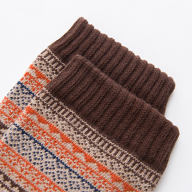 HSS-Meias masculinas de lã de ovelha, grossas e quentes, estilo retrô, moda colorida, botas de neve, inverno, marca, 5 pares