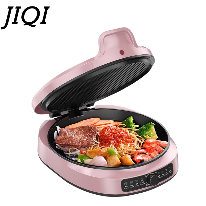 JIQI Suspended Double-Sided Heating Baking Pan Electric Skillet Automatic Pizza Pancake BBQ Maker Grilling Machine 110/220V