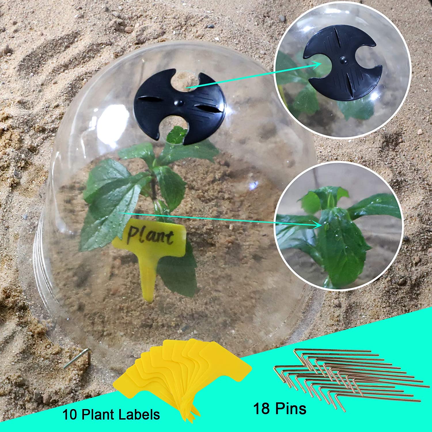 Plant Bell Cover Dome Anti-Freeze Plant Covers Transparent Seedling Insulation Cover Whit Plant Marker Nursery Maintenance Tools