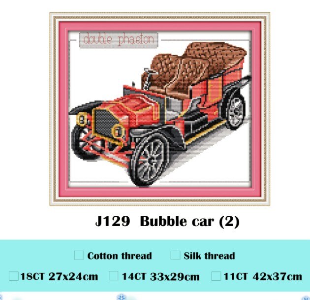 Conjunto de punto de cruz de coche rojo, patrón de DMC, Impresión de cuenta de color 18ct 14ct 11ct, kit de bordado, suministros de costura hechos a mano DIY: Morado / 14ct print canvas