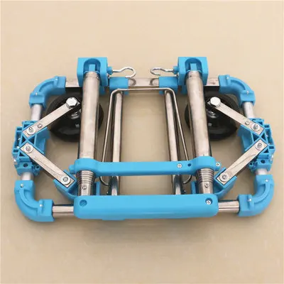 Equipaje de acero inoxidable plegable completo, capacidad de carga de 30kg, equipaje, maleta con ruedas fácil de llevar, mochilas escolares, carritos de compras: Azul