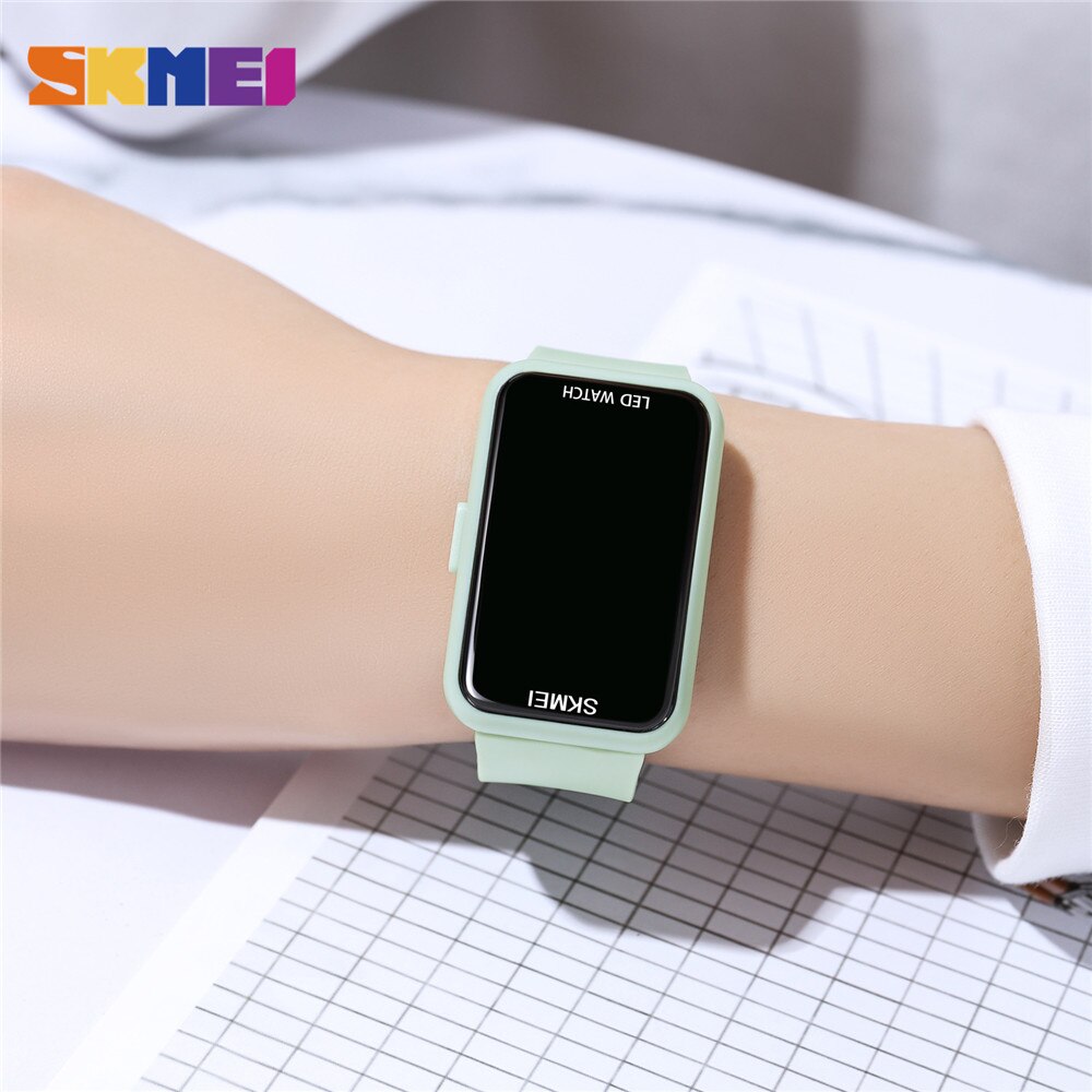 Skmei LED-digitaluhr mit datumsanzeige für damen, oben-marken, wasserdicht bis 5 Bar, damenuhr, relogio feminino