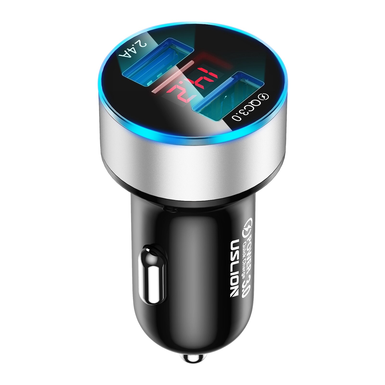 Bil trådløs ladestander hurtig opladning 3a mini bærbare dual usb telefon biloplader adapter hurtig opladning: Sølv