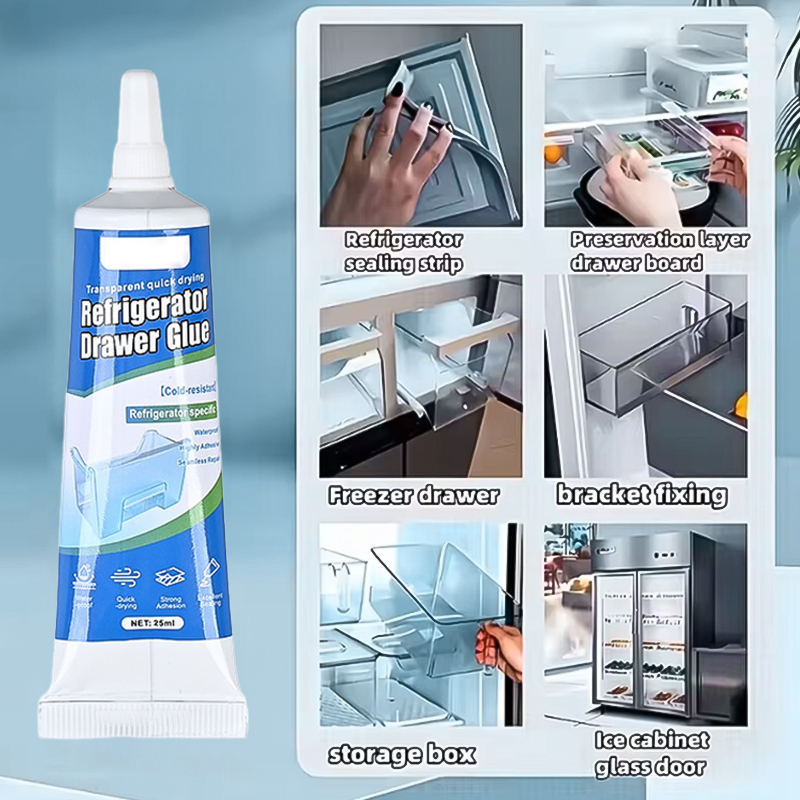 25 ml Kühlschrank-Reparaturkleber, flüssiger Allzweckkleber, leistungsstarker Kunststoff-Reparaturkleber, wasserfester Kleber für Kühlschrank-Schubladen