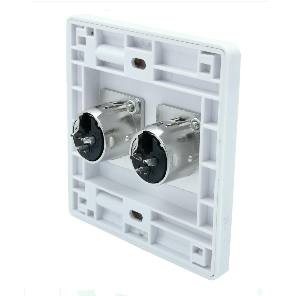 Wall Plate with Dual XLR 3-Pin Female Microphone Connector 86*86mm