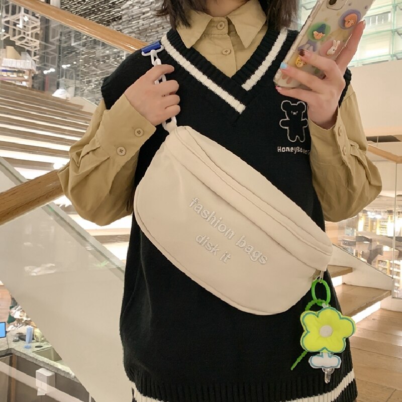 Süße brusttasche, japanische schultertasche mit großem fassungsvermögen, macaron-mädchen-stil, lässige schräge umhängetasche, bauchtasche für studentinnen