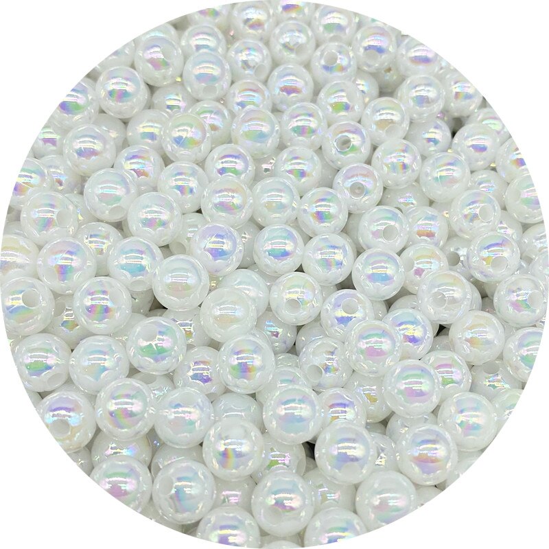 6 8 10mm AB Color Plating Acrylic Beads Loose Spacer Round Garment Jewelry Making DIY #Ro